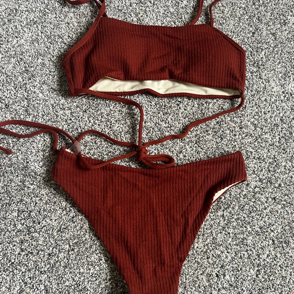 SHEIN Burgundy Bikini Set